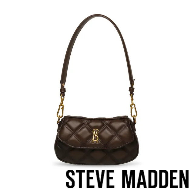 【steve madden】經典菱格紋金屬飾扣腋下包BTAIGA-Q(咖色)