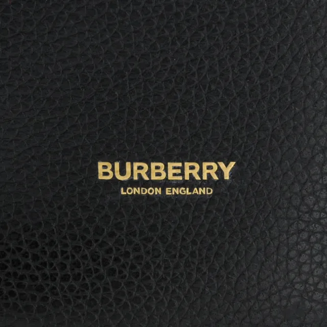 【BURBERRY 巴寶莉】素面荔枝紋水桶包(素面黑)