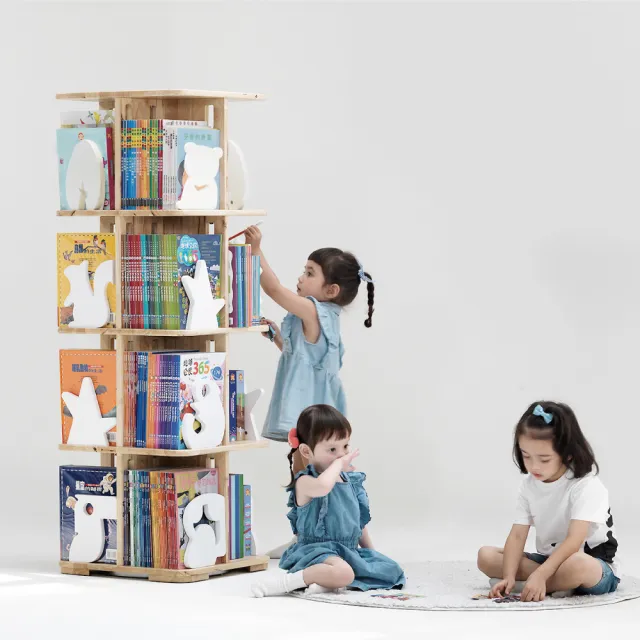 【愛兒館】閱讀森林旋轉書櫃-第四層台灣黑熊(26年9月新版 水性漆)(兒童書櫃 兒童收納 收納櫃)11月預購