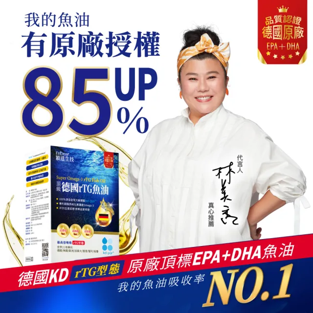 【Endear 穎達生技】德國頂級 rTG 魚油60顆x8入組(林美秀推薦/AA無添加三星認證)