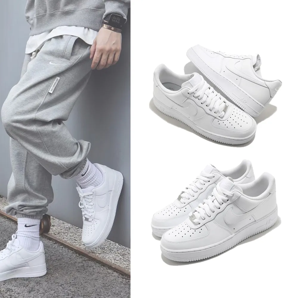 【NIKE 耐吉】休閒鞋 Air Force 1 07 運動 男鞋 經典款 AF1 皮革 質感 穿搭 白For 全白(CW2288-111)