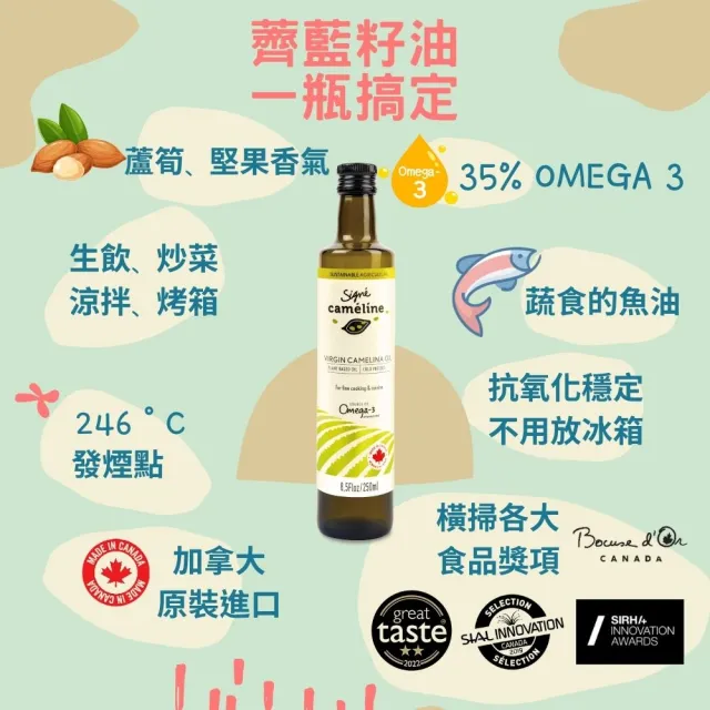 【Signe Cameline】加拿大冷壓薺藍籽油Camelina Oil 250mL(Omega3豐富來源)