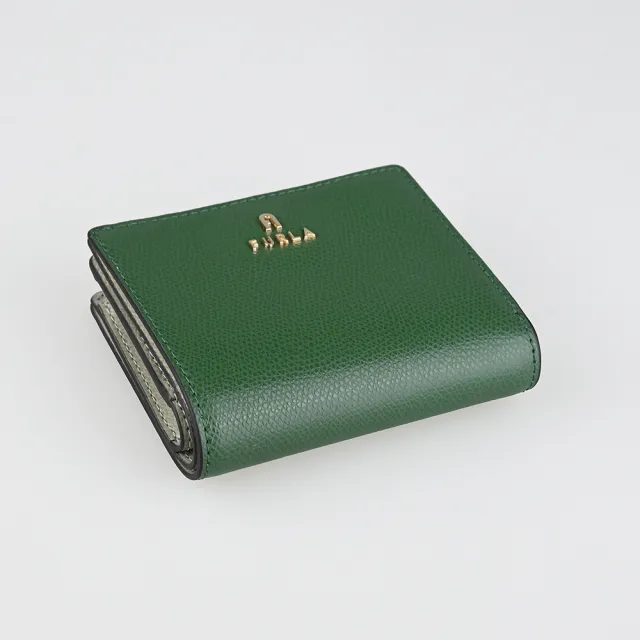 【FURLA 芙拉】FURLA精品粒面牛皮釦式短夾(綠X淡綠)