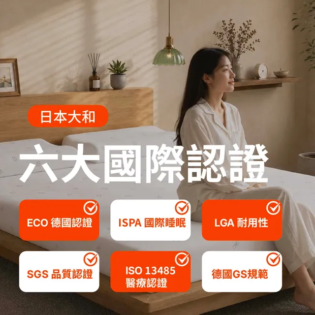 【森好眠】雙人7.5cm大和抗菌乳膠床墊5x6.2尺經典款(薄床墊可摺疊折疊Sonmil森好眠)