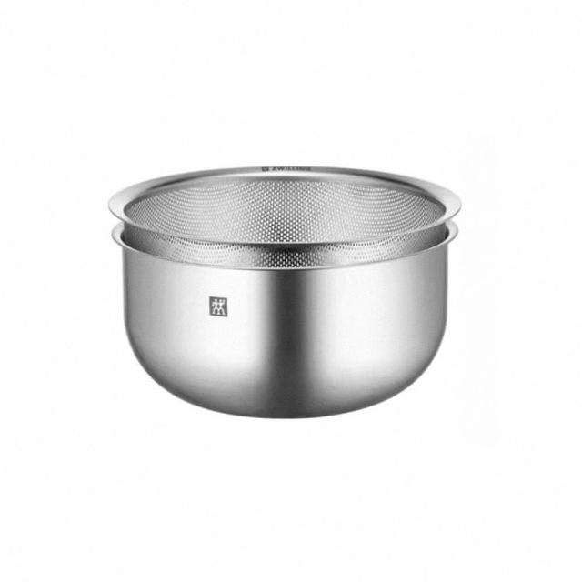 【ZWILLING 德國雙人】Prep不鏽鋼多功能瀝水調理盆M號20cm/2件組(德國雙人牌集團官方直營)