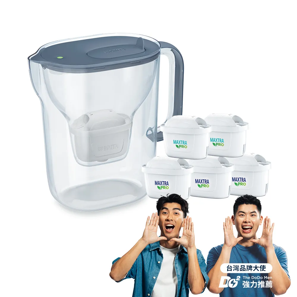 【BRITA】官方直營 純淨濾水壺XL+MXPRO全效型1入+MXPRO去水垢3入(共1壺5芯)