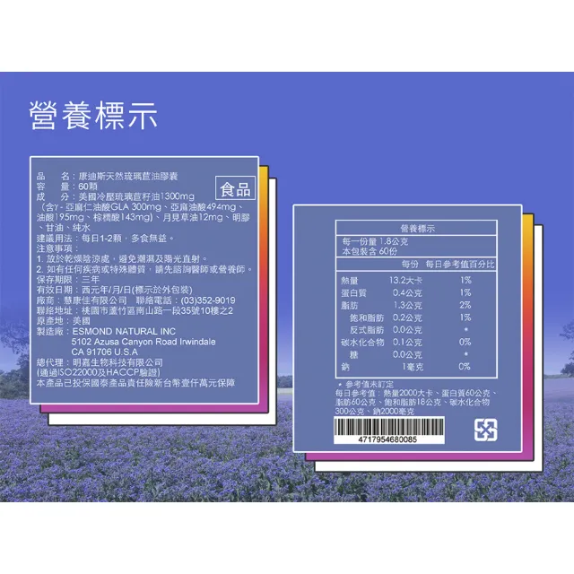 即期品【Candice 康迪斯】買一送一 天然琉璃苣油膠囊(60顆/瓶)