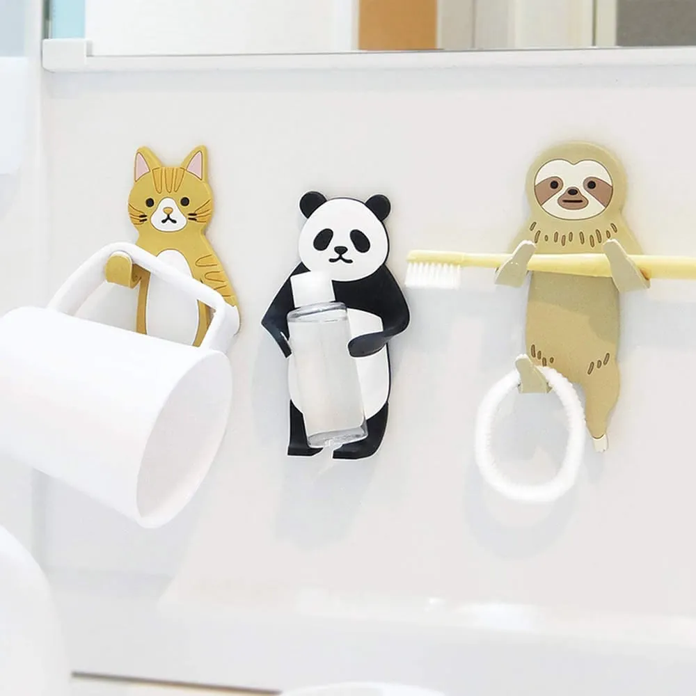 【台隆手創館】黏貼式掛勾收納動物好朋友(兩入任選)