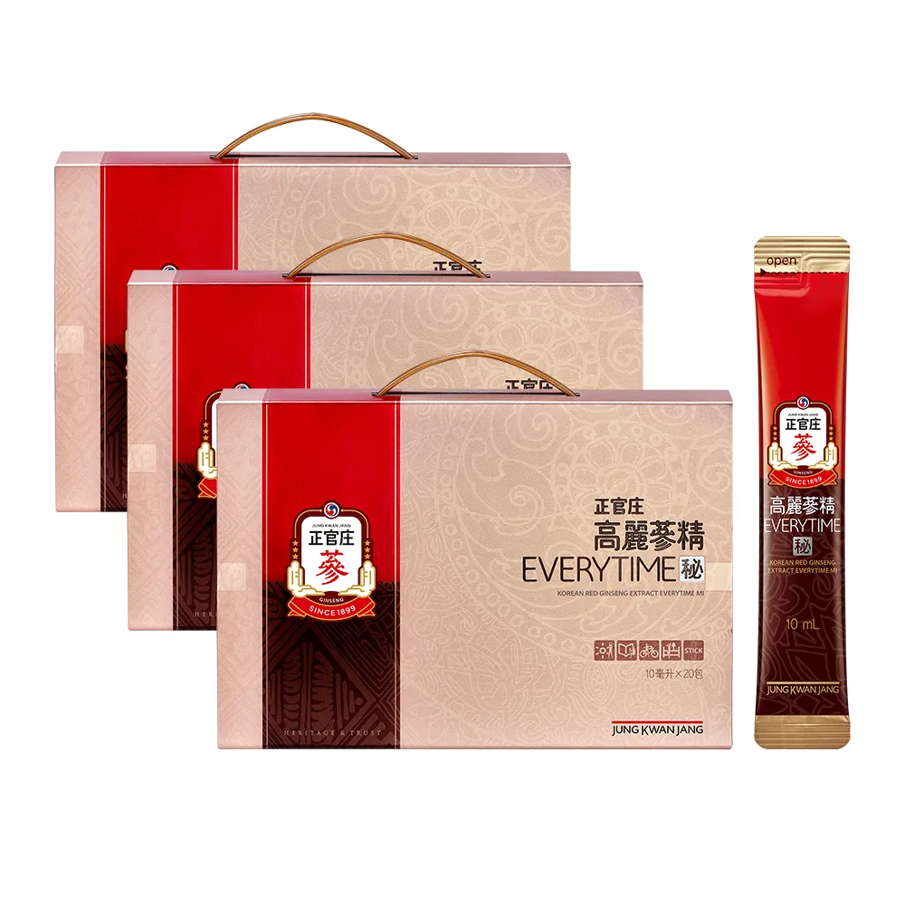【正官庄】高麗蔘精EVERYTIME 秘 3盒組-10mlx20入/盒(保健禮盒/送禮/蜂蜜/提升保護力)