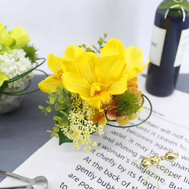 【HUGO DECO 榆果傢飾】黃東亞蘭香氛花飾(擬真花/香氛/花禮/桌花/人造花/佈置)