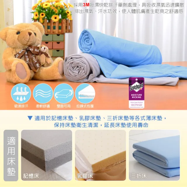 【LooCa】MIT吸濕透氣8-12cm薄床墊布套-拉鍊式(單人3尺-共2色)