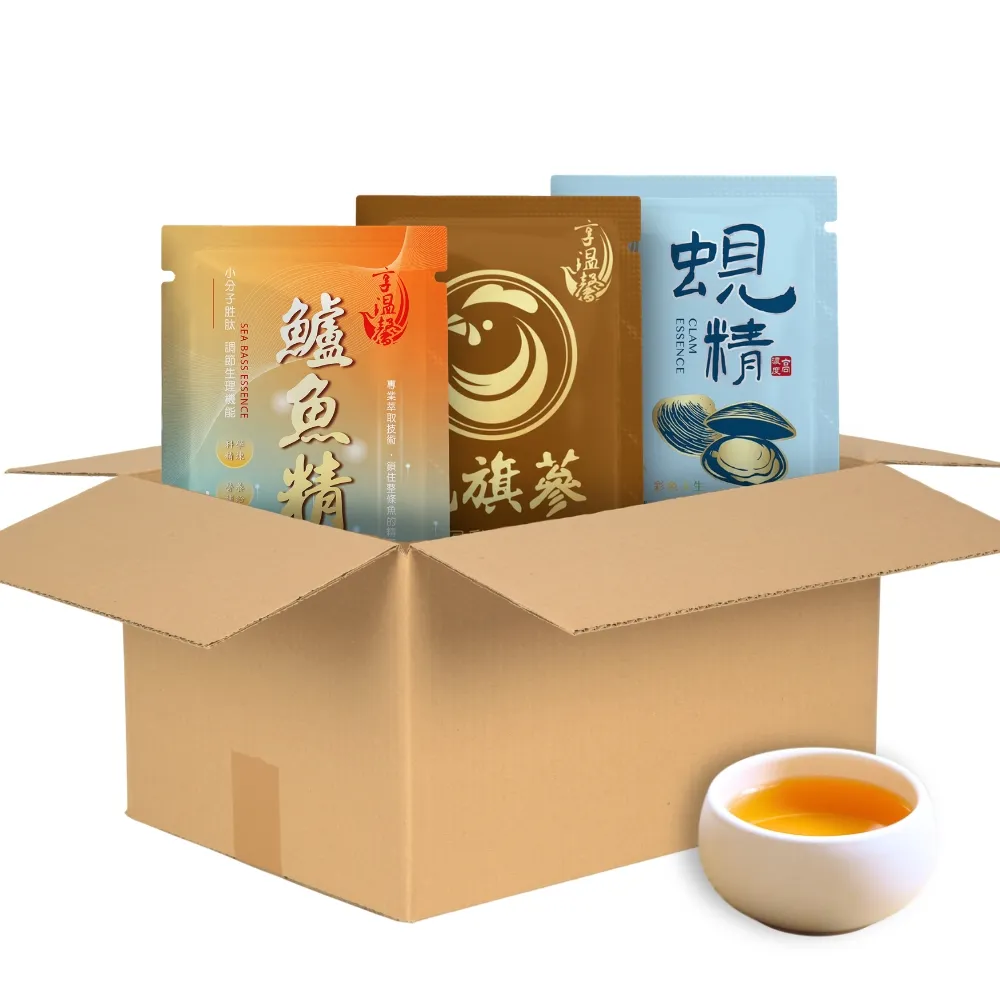 【享溫馨】黃金蜆精 花旗蔘烏骨雞精 精粹鱸魚精經濟組 共30包_60ml包(享溫馨 滴雞精 魚精 養生 年節 送禮)