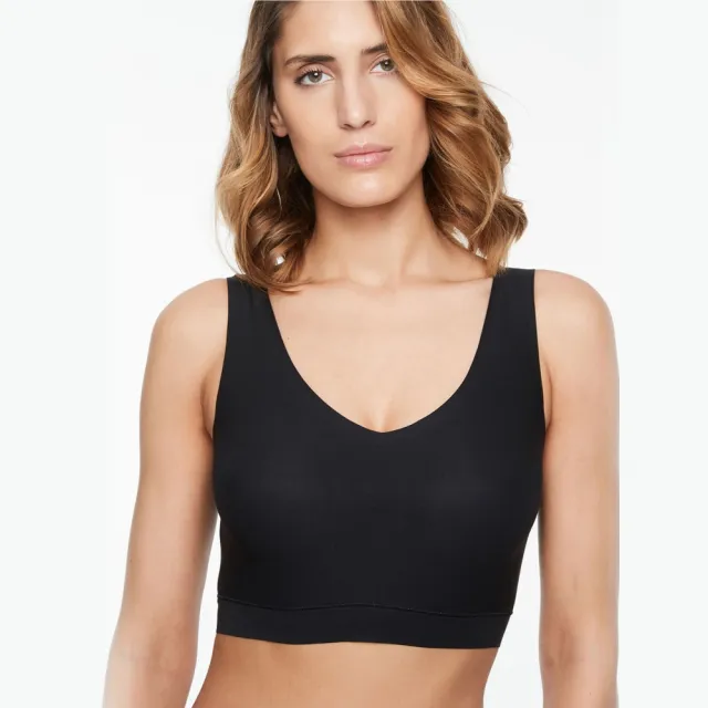 【Chantelle 仙黛爾】Soft Stretch.涼感無痕透氣V領無鋼圈輕運動女內衣 黑/膚粉可選.16A10_0WU(超強彈力)