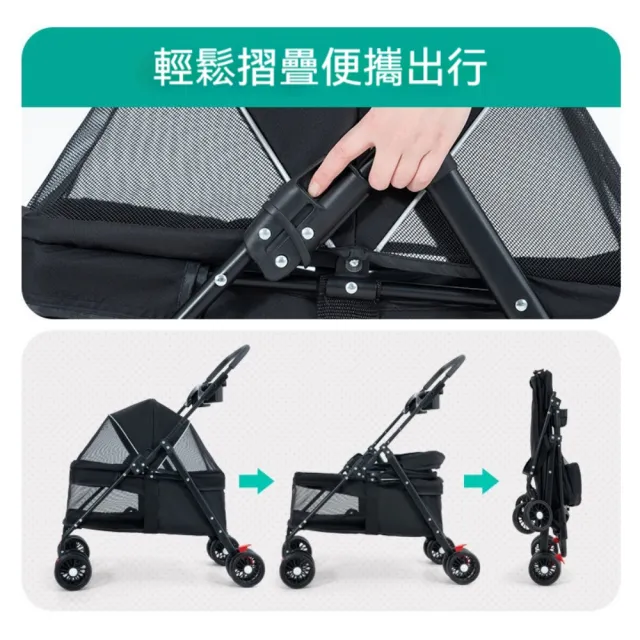 【匠俱】寵物貓狗可折疊推車 49x63x97cm 輕便遛寵手推車 小型犬貓咪泰迪適用（提籃可分離 承重10kg內）