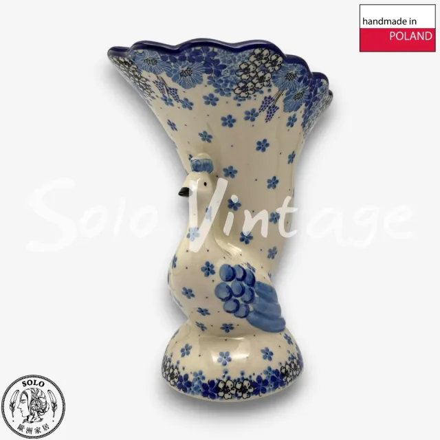 【波蘭陶】SOLO歐洲家居 正版原裝 波蘭原廠手繪 CA 21CM 花瓶 孔雀造型 居家裝飾 春日野花系列