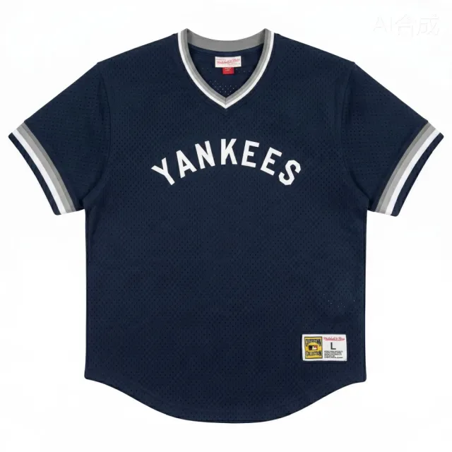 【MITCHELL & NESS】MLB MESH V-NECK NEW YORK YANKEES NAVY 紐約洋基 藏青 V領網眼球衣 上衣 T恤