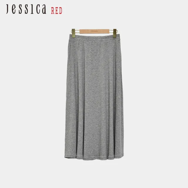 【Jessica Red】舒適休閒天絲鬆緊腰長裙R63D01（灰）