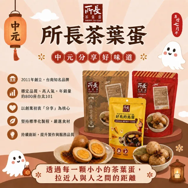 【所長茶葉蛋】中元平安小福箱｜個人祭拜款｜綜合5包 ( 健身 高蛋白 中元普渡拜拜 團購 伴手禮 點心)