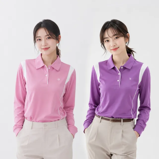 【遊遍天下】MIT台灣製女款抗UV吸濕排汗長袖POLO衫多款(M-5L 大尺碼)