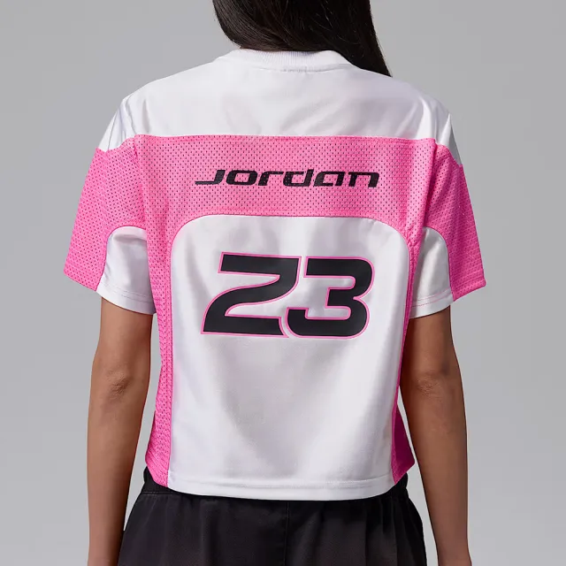 【NIKE 耐吉】As W J Flt Ss Jrsy 短袖 女款 白粉色 透氣 球衣 穿搭 休閒 IF1158-100