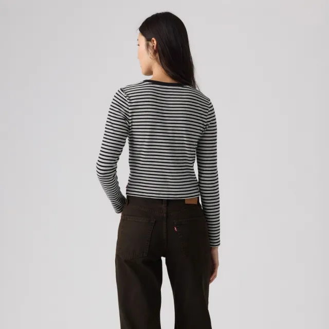 【LEVIS】ROSE 朴彩英同款 條紋長袖T恤 / 微彈性 女生上衣 人氣新品 008SS-0001