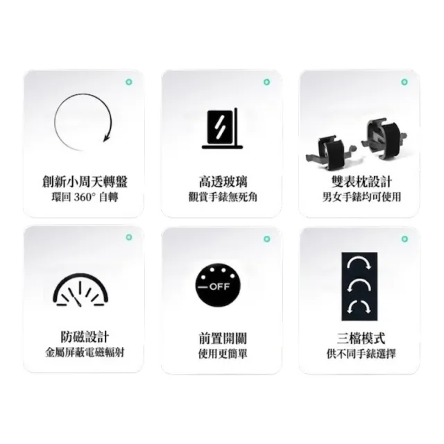 360度陀螺儀玻璃罩自動上鍊機/搖錶器/機械錶盒(單只腕錶轉台-多色可選)