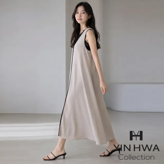 【YIN HWA 盈樺】C`EST MOIJEU 甜美跳色滾邊針織背心裙