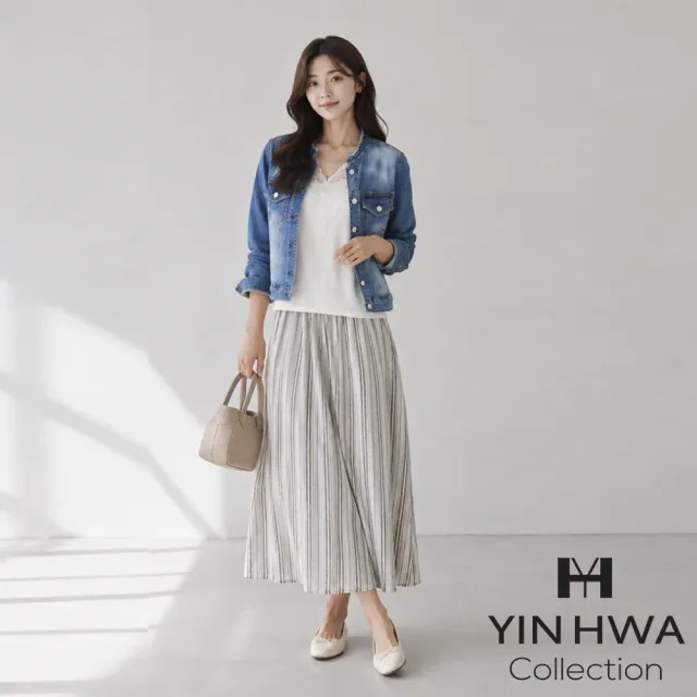 【YIN HWA 盈樺】ARIES 率性抽鬚小立領單寧外套