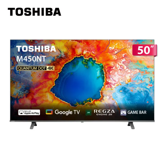 【TOSHIBA 東芝】家電快配★REGZA 50型4K QLED AirPlay2 Google TV液晶顯示器(50M450NT)