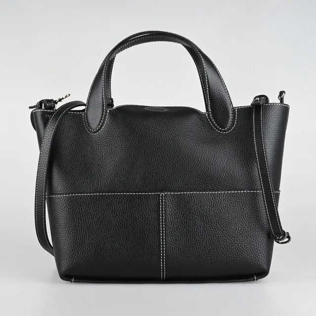 【FURLA 芙拉】FURLA精品粒面小牛皮子母磁釦托特包(黑)