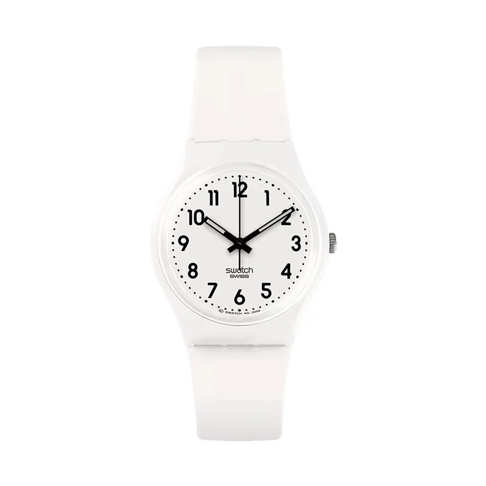 【SWATCH】JUST WHITE SOFT 經典手錶/男錶/女錶/瑞士製造 SO28W107-S14 (34mm)