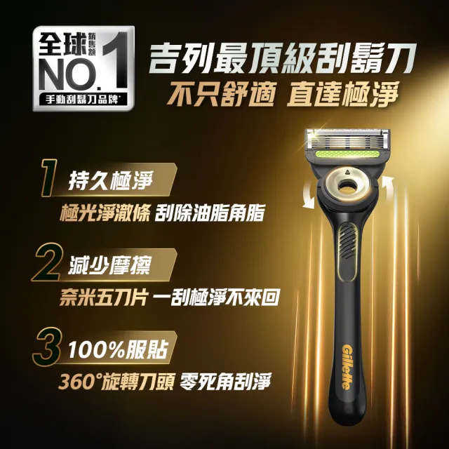 【Gillette 吉列】★momo獨家★極光刮鬍刀黑金禮盒一刀三頭(3U旅行盒組)