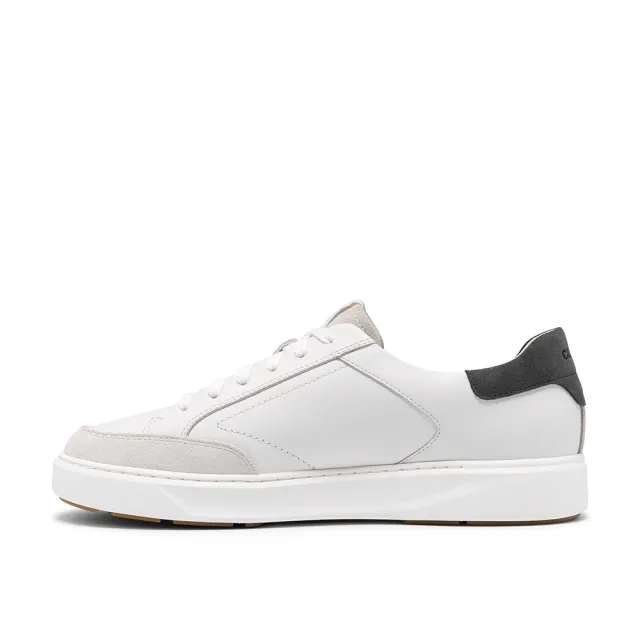 【Clarks】男鞋 Code C Tie真皮輕量異材質拼接板鞋 休閒鞋 小白鞋(白色)(CLM28043C)