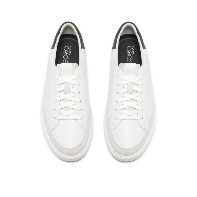 【Clarks】男鞋 Code C Tie真皮輕量異材質拼接板鞋 休閒鞋 小白鞋(白色)(CLM28043C)