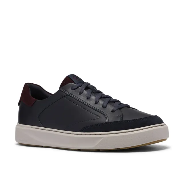 【Clarks】男鞋 Code C Tie真皮輕量異材質拼接板鞋 休閒鞋(海軍藍)(CLM20302C)