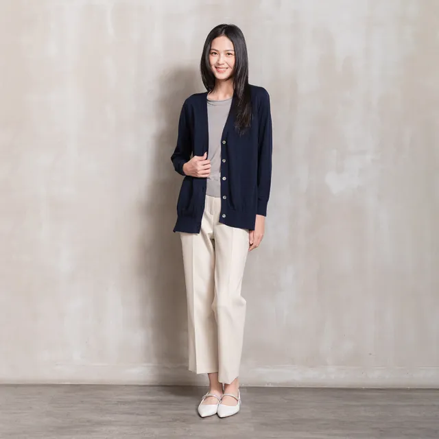 【perng yuh 芃諭名品】午後微風 V領 側開衩 針織長外套(2026 AW Collection|5C秋冬新品上市)