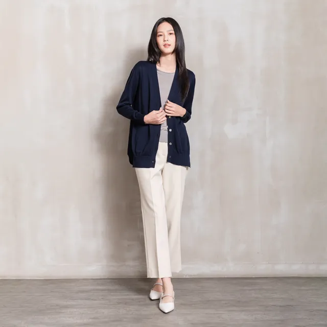 【perng yuh 芃諭名品】午後微風 V領 側開衩 針織長外套(2026 AW Collection|5C秋冬新品上市)