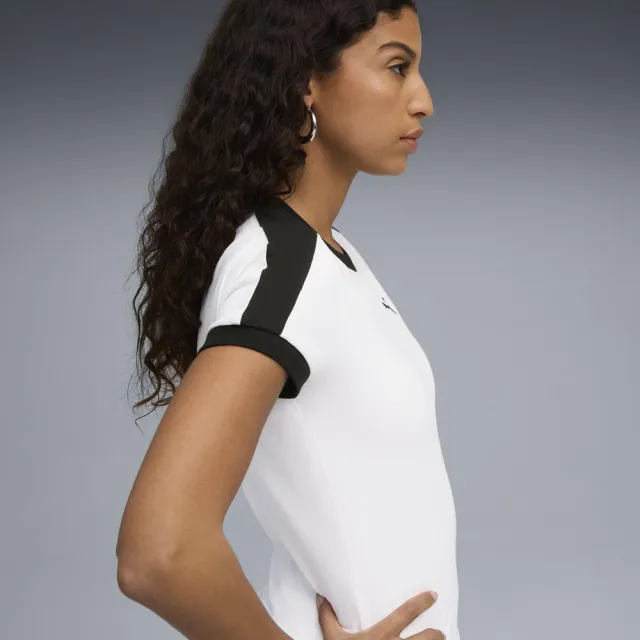 【PUMA】短袖上衣 女 歐規 T7 白黑 63212902