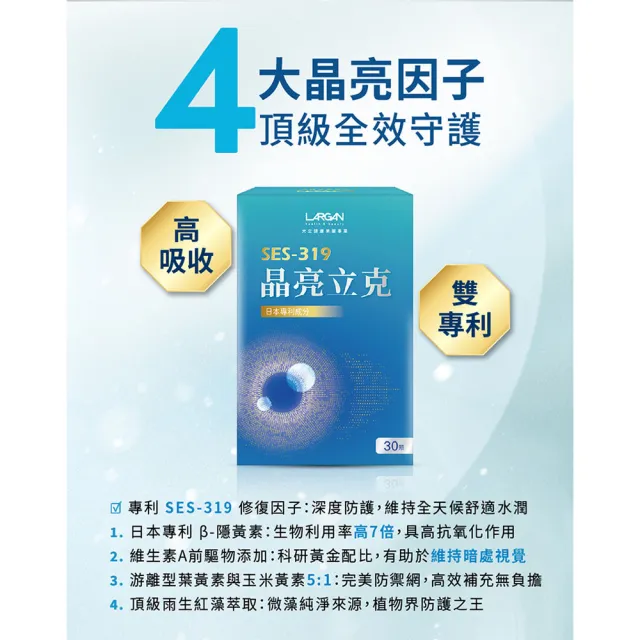 【LARGAN】大立美 晶亮立克15盒(30粒/盒 雙主播代言&專科醫師推薦 葉黃素)