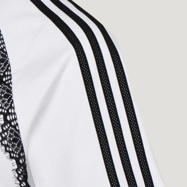 【adidas 愛迪達】Dce Bf Ss Tee 女 T恤 運動上衣 休閒短袖 純棉 蕾絲 白(LD8217)