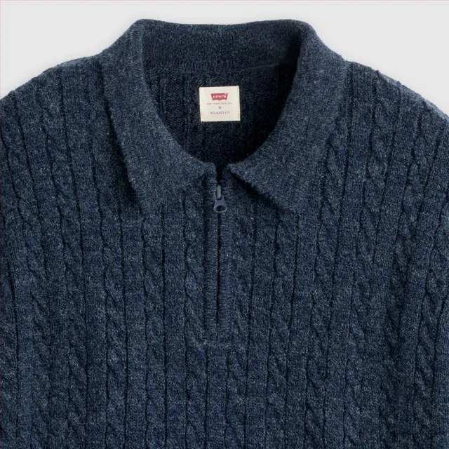 【LEVIS】Mason 四分之一拉鍊針織毛衣 / 羊毛混紡 男生上衣 熱賣單品 007T6-0002