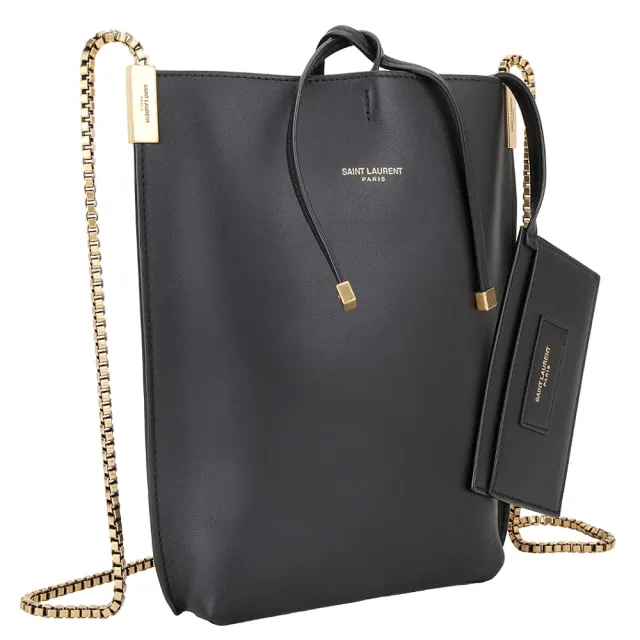 【YSL】Saint Laurent Suzanne 小牛皮鍊帶斜背包 附萬用包(黑色 肩背包 側肩包 鍊包)
