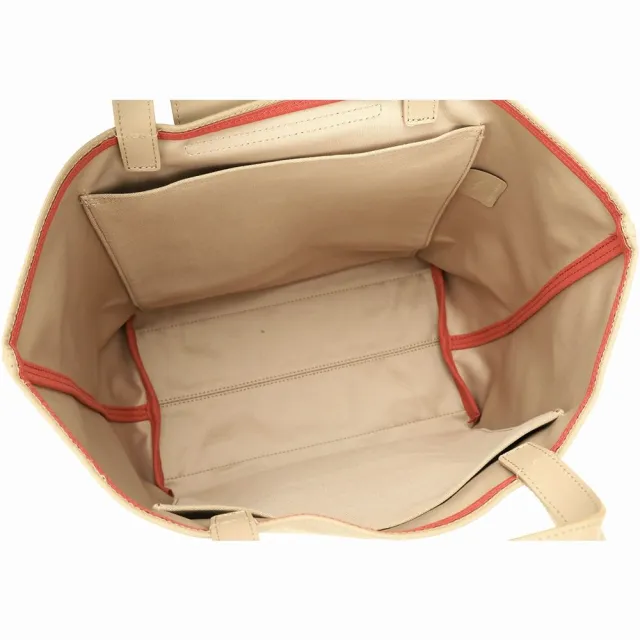 【LONGCHAMP】Le Pliage Collection 縫線織帶 帆布手提 肩背托特包(米色 兩用包 通勤包)