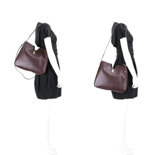 【CELINE】賽琳 Camille 16 Soft 中型 旋扣柔軟小牛皮肩背流浪包(酒紅 hobo 手提 大容量包)