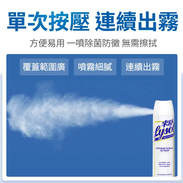 【Lysol 來舒】噴霧抗菌清潔劑清爽亞麻510gx2(除臭噴霧/抗菌/除臭劑/鞋櫃除臭/防霉噴霧)