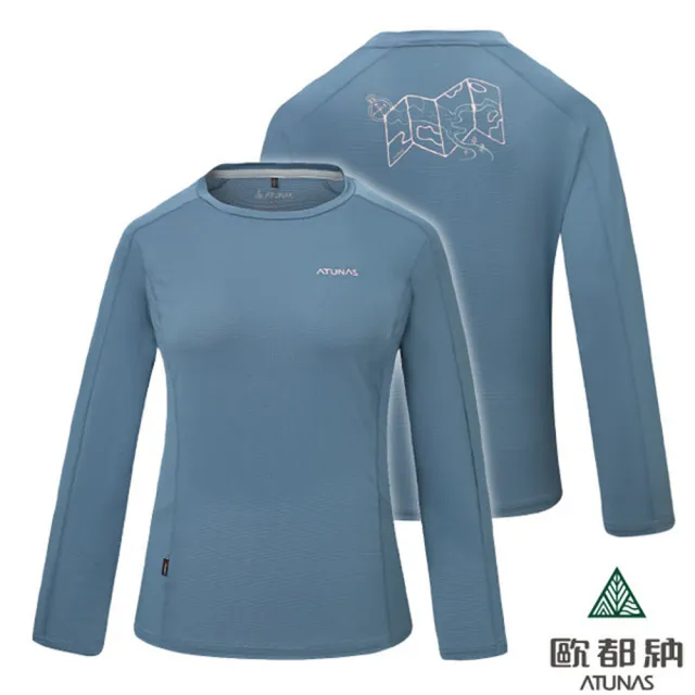 【ATUNAS 歐都納】女 POLARTEC POWER DRY透氣排汗長袖T恤.快乾休閒運動衫/抗臭/ A1TSGZ02W 深岩灰