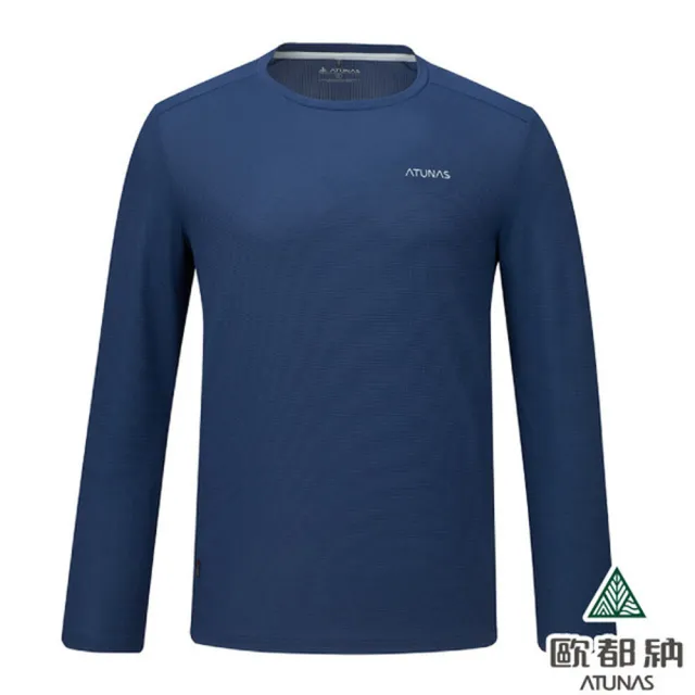 【ATUNAS 歐都納】男 POLARTEC POWER DRY透氣排汗長袖T恤.快乾休閒運動衫/抗臭/ A1TSGZ01M 藏青