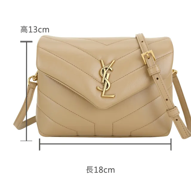【YSL】Saint Laurent LOULOU Y字絎縫牛皮可拆背帶手拿/斜背包(自然棕 肩背 信封包)