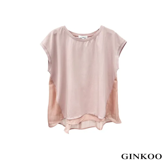 【GINKOO 俊克】後剪接珠光面落肩上衣
