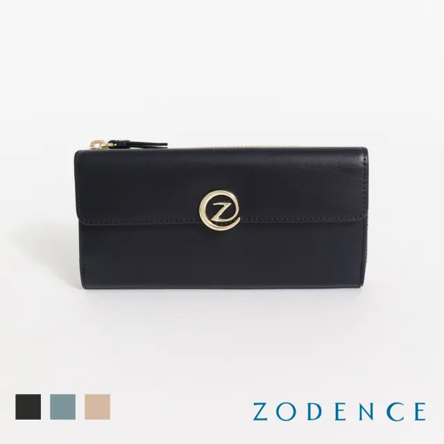 【ZODENCE 佐登司】FOLIA雙面牛皮拉鍊長夾-多色 (皮夾/女夾)